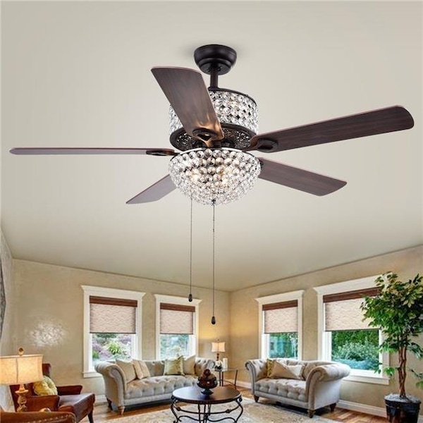 Warehouse Of Tiffany Warehouse of Tiffany CFL-8170BL 52 in. Laure 6-Light Indoor Hand Pull Chain Ceiling Fan; Bronze CFL-8170BL - main